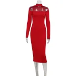 Hollow Out Halter Neck Bodycon Dress Elegant Sexy Slim Fit Chic Style Perfect for Parties and Ev