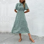 Floral Print Dress Summer Fashion Bow Tie Detail Elegant Style Wholesale Available low MOQ custo