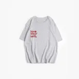 Womens Cotton T Shirt Casual Loose Fit Round Neck Summer Essential Letter Print Wholesale Availa