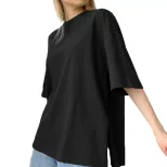 Womens Loose Fit Cotton Short Sleeve T Shirt Comfortable Round Neck Solid Color Summer Style Who