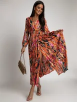 Floral Print Belted Dress Stylish Design Comfortable Fit Versatile for Casual or Formal Occasion