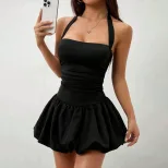 Summer Womens A Line Dress Halter Neck Sweet and Spicy Style Lightweight Fabric Perfect for Casu