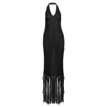 Summer Beach Dress Womens Sheer Knitted Fabric Sexy Solid Color Perfect for Vacation Wholesale A
