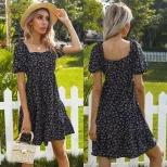 Floral Ruffle One Shoulder Dress French Country Style Pleated Design Lightweight Fabric Perfect