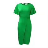 Plus Size Womens Pencil Dress Fashionable Elegant Ruffle Sleeve Bodycon Office Wear Casual Event