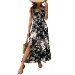 Floral Maxi Dress Elegant Casual Sleeveless Lightweight Fabric Perfect for Vacation or Summer Ev