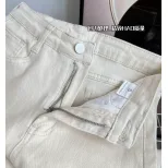 2023春夏跨境新款白色直筒牛仔裤女高腰显瘦百搭烟管裤子直筒裤