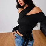 Womens Street Style Long Sleeve T Shirt Irregular Design Trendy Look Spring Summer Fashion Whole