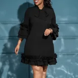 Plus Size Casual Dress Loose Fit Ruffle Sleeve Solid Color Perfect for Summer Outings Wholesale