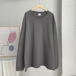 Womens Loose Fit Long Sleeve T Shirt 100 Cotton 220g Fabric Ribbed Cuffs Casual Wear Trendy Styl