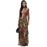 Womens Long Sleeve High Neck Top Fashionable Snake Print High Slit Design Spring Collection Whol