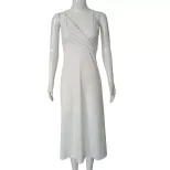 French Style Maxi Dress Elegant Spaghetti Straps Lightweight Fabric Summer Beachwear Wholesale A