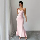 Summer Womens Bodycon Maxi Dress Slim Fit Adjustable Straps Elegant Style Perfect for Casual Out