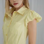 Wrinkle Detail Button Up Shirt for Women Casual Fashion Comfortable Fit Available in Multiple Co