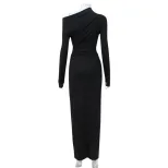 Irregular Design Long Sleeve Top and Midi Skirt Set Elegant Solid Color Slim Fit Versatile for C