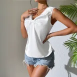 Womens Casual Sleeveless T Shirt Versatile Minimalist Design Spring Summer Fashion Perfect for W