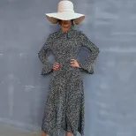Long Sleeve Black Floral Maxi Dress for Women Stylish Autumn Winter Design Perfect for Casual or