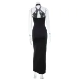 Sleeveless Hollow Out Bodycon Dress Elegant Solid Color Lightweight Fabric Perfect for Evening G