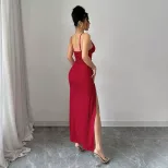 Slim Fit Sexy Split Maxi Dress Summer Collection Sleeveless Comfortable Fabric Perfect for Parti