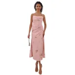 Elegant Pink A Line Midi Dress High Quality Fabric Chic Design Perfect for Spring Summer Events