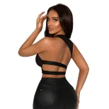 Sexy Backless Crop Top Hollow Design Short Sleeve Lightweight Fabric Spring Summer Casual Wear W