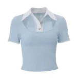Womens Summer Short Sleeve Blouse Stylish Slim Fit Versatile Elegant Perfect for Work and Casual