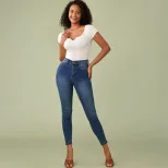 High Waisted Cropped T Shirt Cotton Fabric Slim Fit Short Sleeve Trendy Design Summer Casual Wea