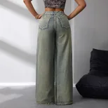 Vintage Wide Leg Jeans Loose Fit Distressed Style Casual Wear Wholesale Available low MOQ bulk o