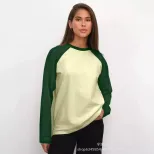 Womens Color Block Long Sleeve T Shirt Casual Loose Fit Round Neck Cotton Fabric Spring and Autu