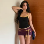 Womens Casual Ruffled Crop Top and Bodycon Mini Skirt Set Stylish Sexy Spring Collection Wholesa