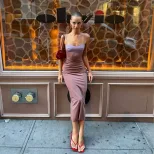 Elegant Purple Strapless Maxi Dress Slim Fit Soft Fabric Sweetheart Neckline Perfect for Summer