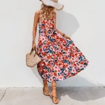 Summer Vacation Dress Casual Beach Style Floral Print Sleeveless Comfortable Fabric Wholesale Av