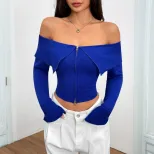 Off Shoulder T Shirt Trendy Design Short Length Spring Summer Collection Womens Fashion Top Whol