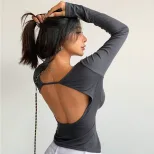 Womens Sexy Slim Fit T Shirt Open Back Design Stylish Comfortable Fabric Autumn Winter Wear Whol