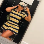 Retro Striped Short Sleeve Dress Fashionable Trendy Summer Style Perfect for Casual Outings Whol