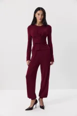 Womens Soft Modal Two Piece Set Casual Tie Waist Top and Cuffed Pants Spring and Autumn Fashion