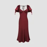 Red Satin Mermaid Dress Waist Cinching Elegant Design Perfect for Parties and Gatherings Wholesa