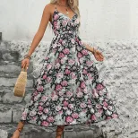 Floral Print Maxi Dress Sleeveless Bohemian Style Beach Vacation Wholesale Available ready to sh