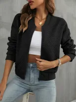 Autumn Long Sleeve Zipper Detail Cardigan Solid Color Lightweight Casual Style Wholesale Availab