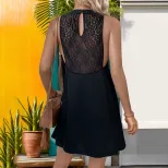 Summer Casual Black Sleeveless Halter Dress for Women Trendy Design Comfortable Fit Versatile St