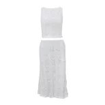 Summer Womens Two Piece Set Stylish Casual Design Round Neck Short Crop Top and Skirt Perfect fo