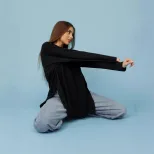 Womens Long Sleeve T Shirt Loose Fit Cotton Fabric Split Hem Casual Spring and Autumn Wear Whole