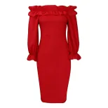 Off Shoulder Long Sleeve Dress Elegant Fit Plus Size Autumn Style Wholesale Womens Fashion Appar