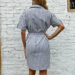Striped Short Sleeve Dress Stylish Design Summer Fashion Comfortable Fit Wholesale Available