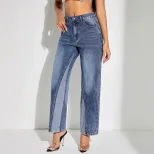 Wide Leg Patchwork Denim Pants Stylish Casual Design Perfect for Everyday Wear Wholesale Availab