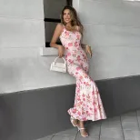 Floral Maxi Dress Sweet and Romantic Style Pink Color Perfect for Beach Vacations Wholesale Avai