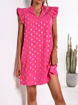 Fashionable Womens Dress Sexy Floral Polka Dot Print Round Neck Short Sleeve Perfect for Casual