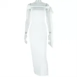 Elegant Bodycon Dress Ruffled Design Off Shoulder Neckline Adjustable Tie Perfect for Parties an