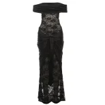Womens Long Lace Patchwork Off Shoulder Dress Slim Fit Elegant Autumn Fashion Wholesale Availabl