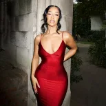 Spring Summer Womens Dress Deep V Neck Backless Slim Fit Sexy Style Perfect for Parties and Casu